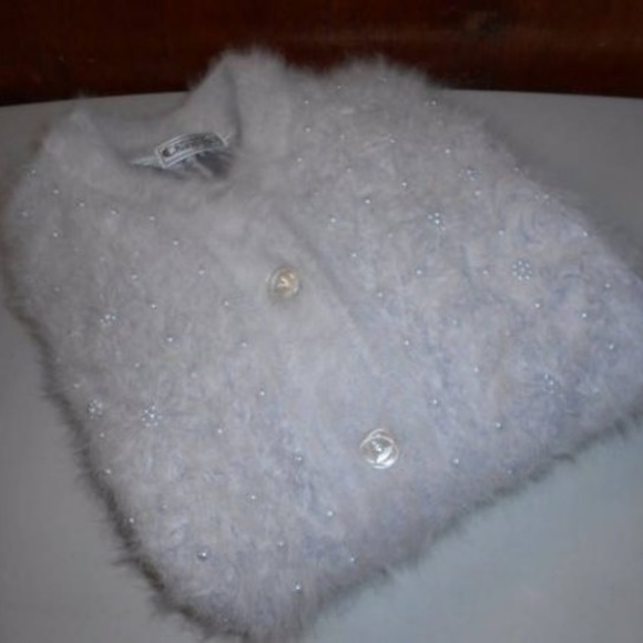Light Grey Angora Blend Cardigan Sweater 1X 2X - Picture 6 of 8